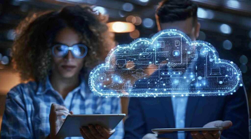 Cloud platform architecture visualised on a screen