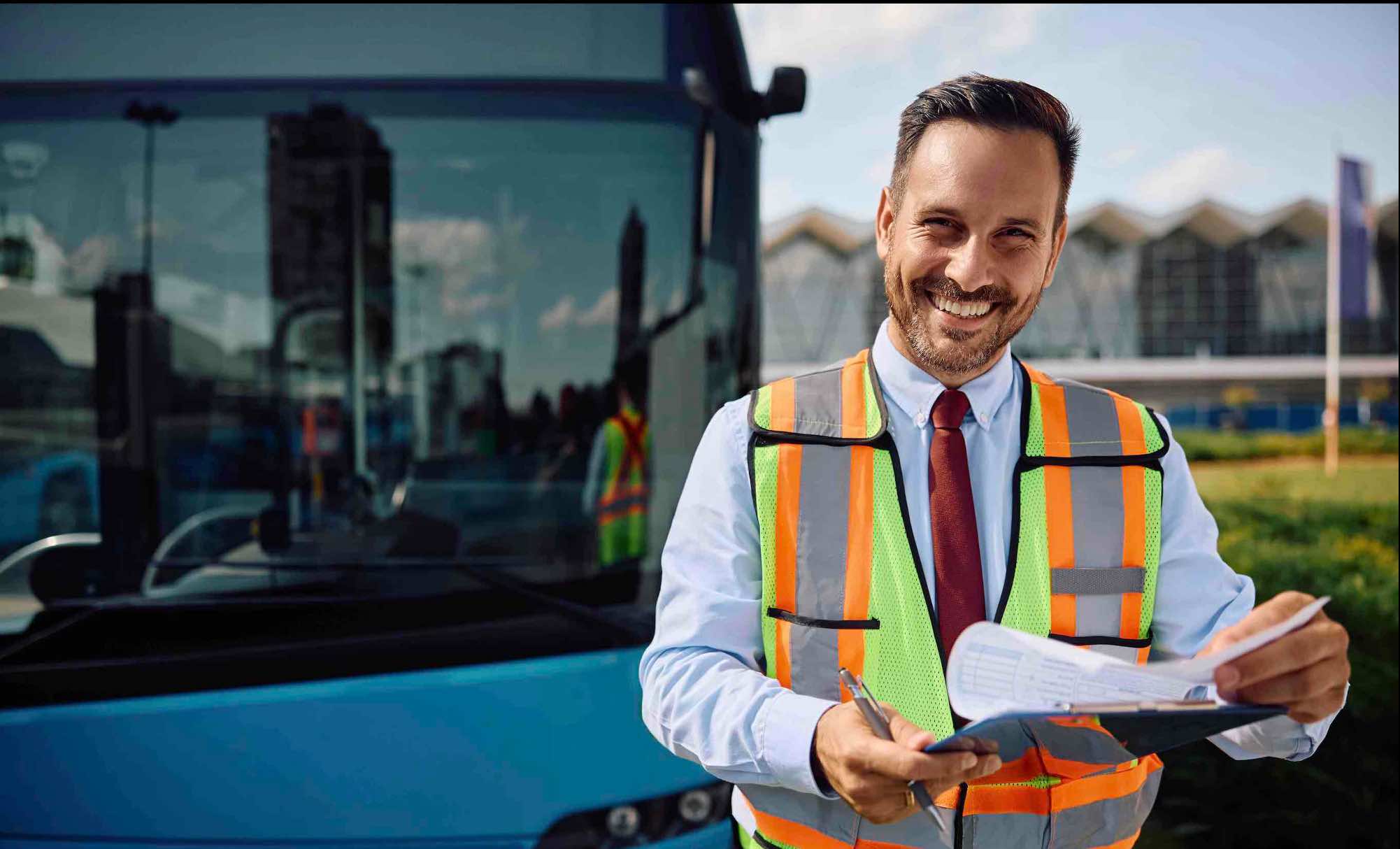 Fleet of buses ready for service